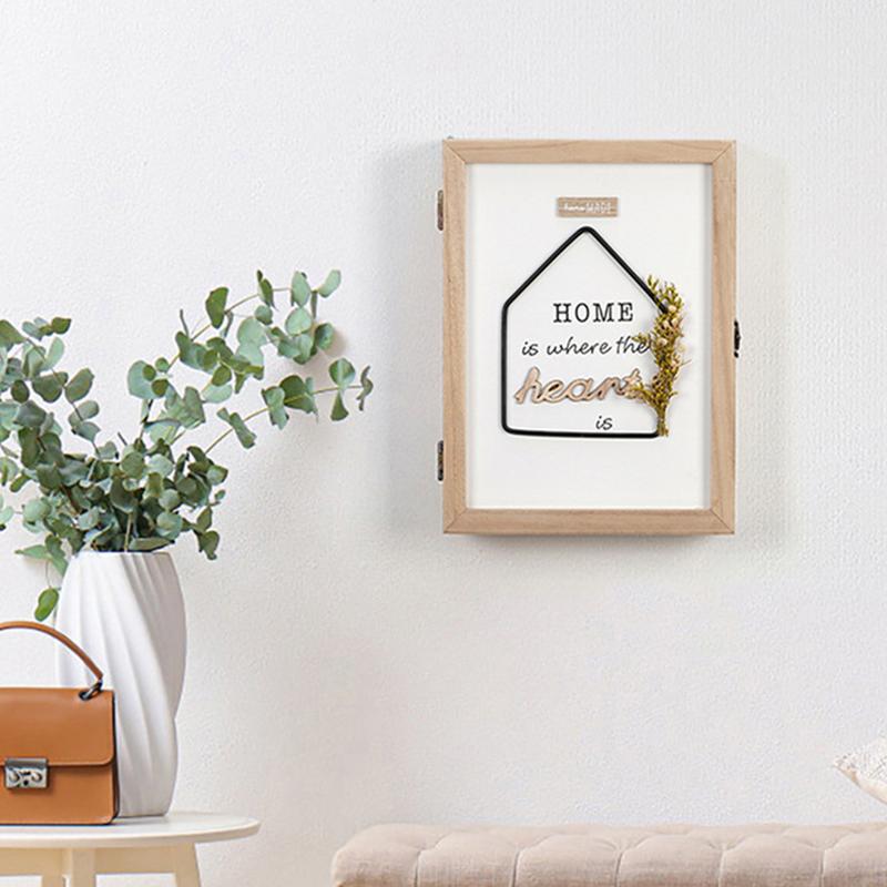 Flower Wall Panel - ที่แขวนกุญแจติดผนังแบบที่ใส่กุญแจติดผนังพร้อมตะขอแขวนกุญแจ6อันสำหรับตกแต่งที่แขวนกุญแจด้วยดอกไม้แห้ง