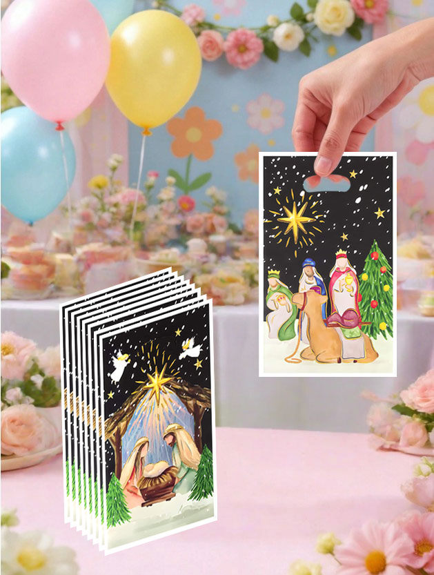 Party Event Supply Store - 20 ชิ้น/40 ชิ้น ถุงของขวัญธีมพิธีศีลจุ่ม ดีไซน์ฉากกลางคืนและหิมะ เหมาะสำหรับบรรจุภัณฑ์ของขวัญพิธีศีลจุ่ม