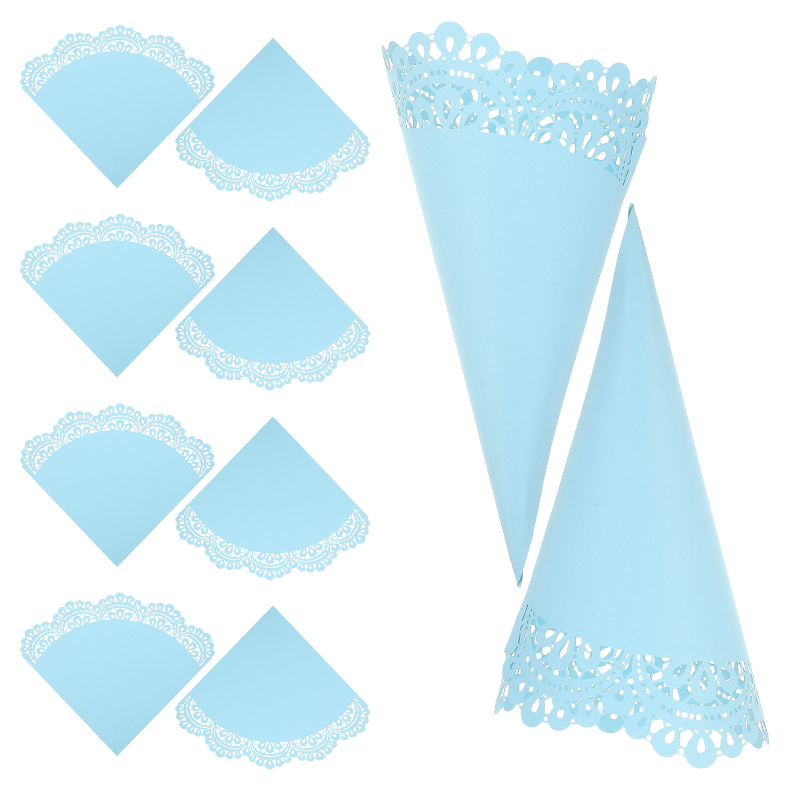 Papercraft Supply Confetti - กรวยใส่ดอกไม้สำหรับงานแต่งงาน 50 ชิ้น พร้อมฐานตั้งสำหรับตกแต่งงานแต่งงาน ถาดใส่ดอกไม้กรวย