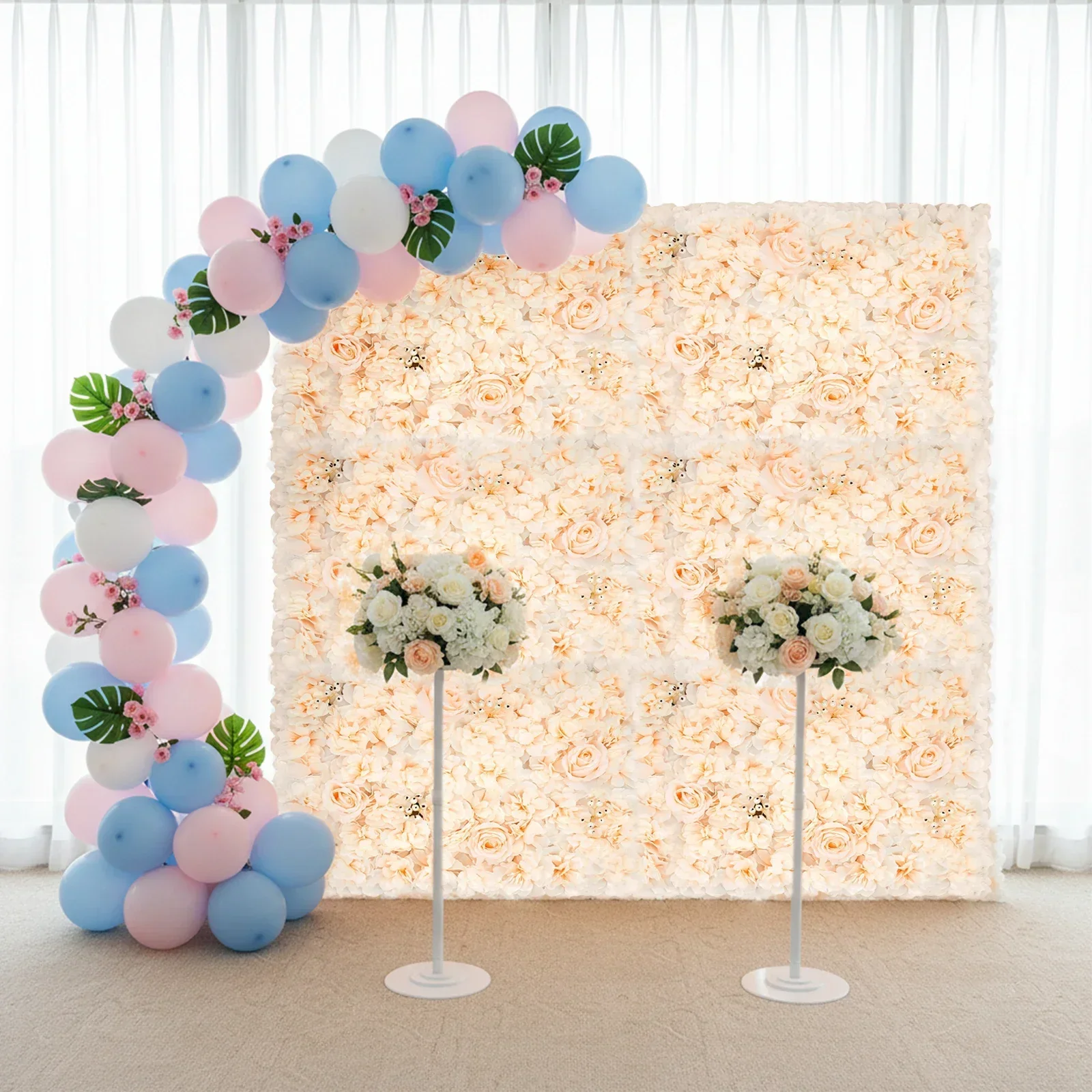 Flower Wall Panel - แผงผนังดอกไม้ประดิษฐ์ 6 ชิ้น ขนาด 60*40 ซม.