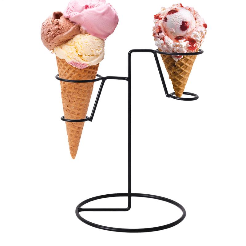 Cotton Candy Cone - Ice Cream CONE ผู้ถือเหล็กสีดํา Cotton Candy