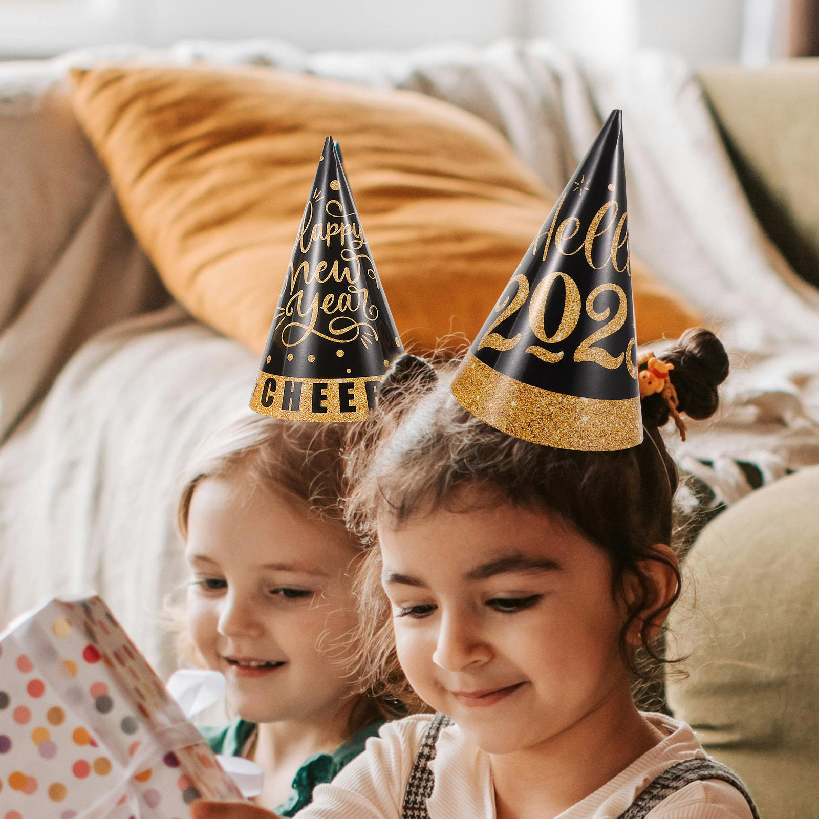 หมวกปาร์ตี้สีดำทอง 6 ชิ้น สำหร - Party Hat Cone บทวิจารณ์และราคา