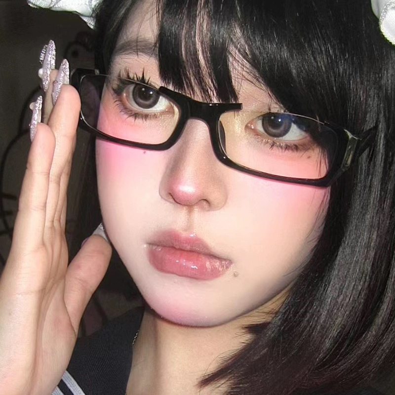 Y2K สีดําครึ่งกรอบแว่นตาผู้หญิ - Photo Booth Frame บทวิจารณ์และราคา