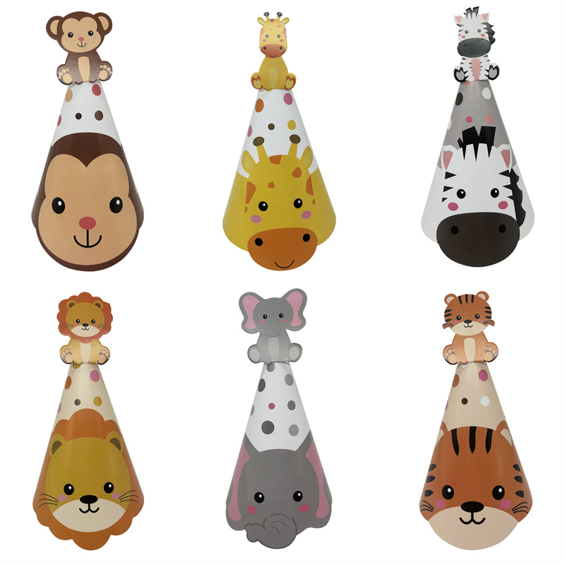 หมวกกระดาษรูปสัตว์ป่า 6 ชิ้น ช - Party Hat Cone บทวิจารณ์และราคา
