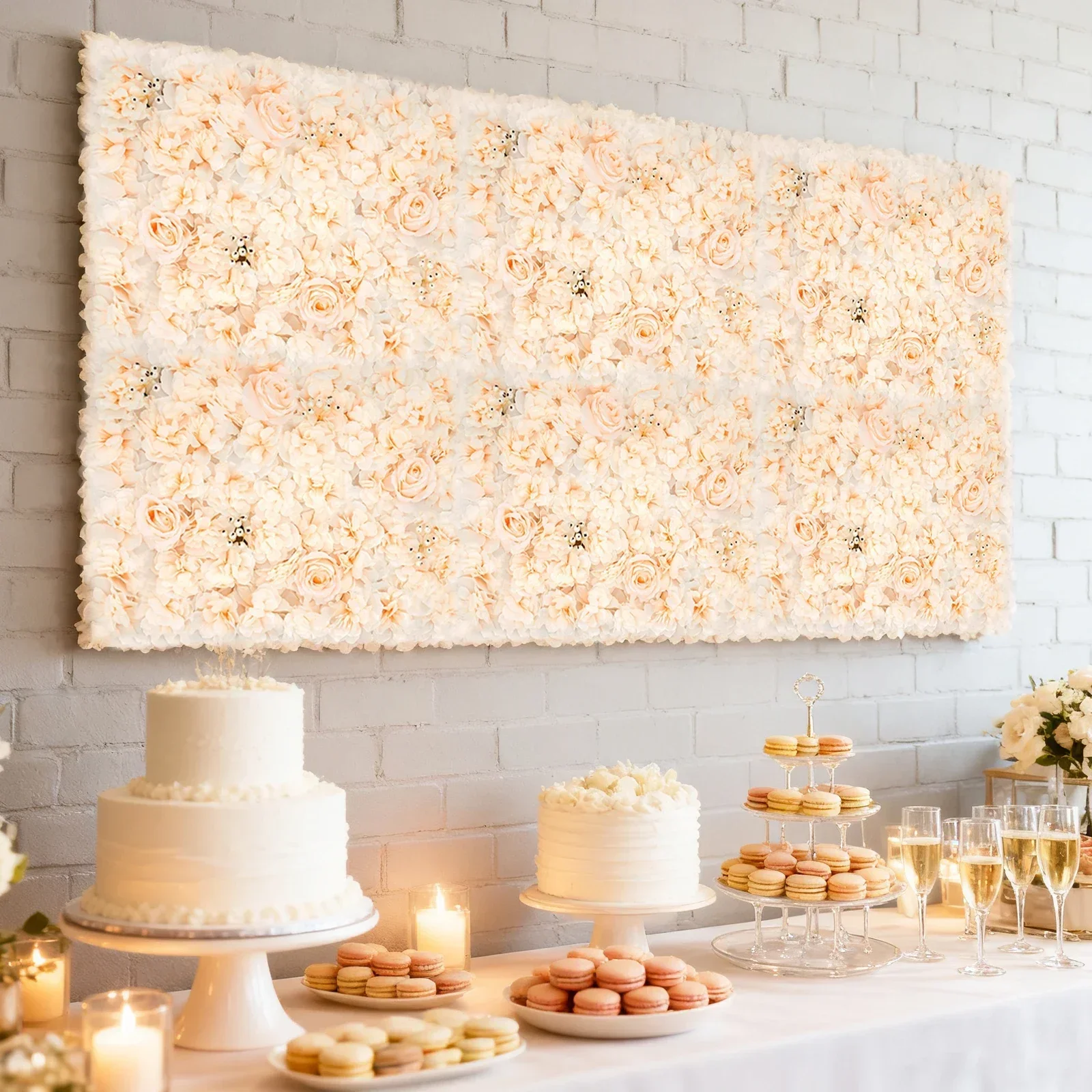 แผงผนังดอกไม้ประดิษฐ์ 6 ชิ้น ข - Flower Wall Panel บทวิจารณ์และราคา