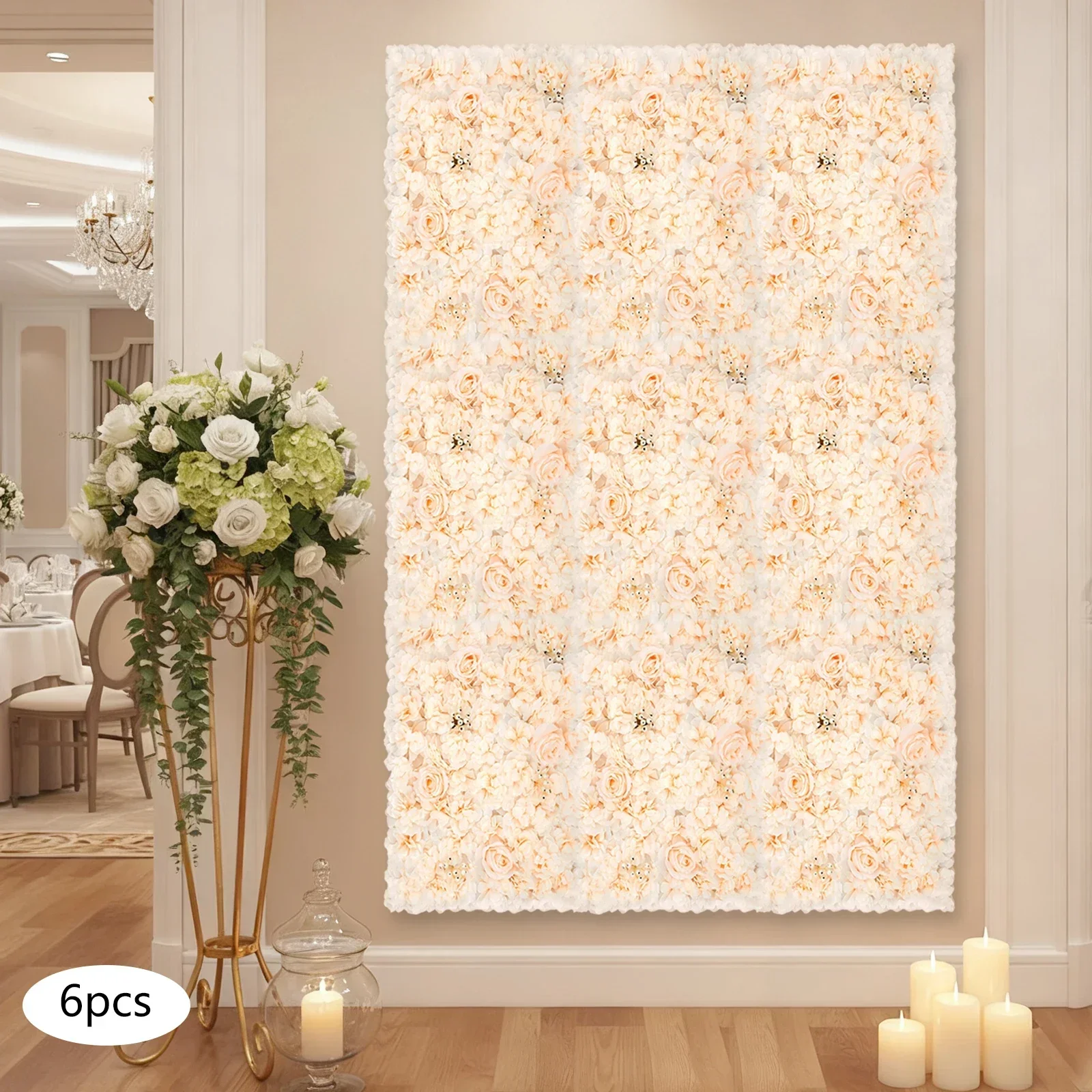 แผงผนังดอกไม้ประดิษฐ์ 6 ชิ้น ข - Flower Wall Panel บทวิจารณ์และราคา