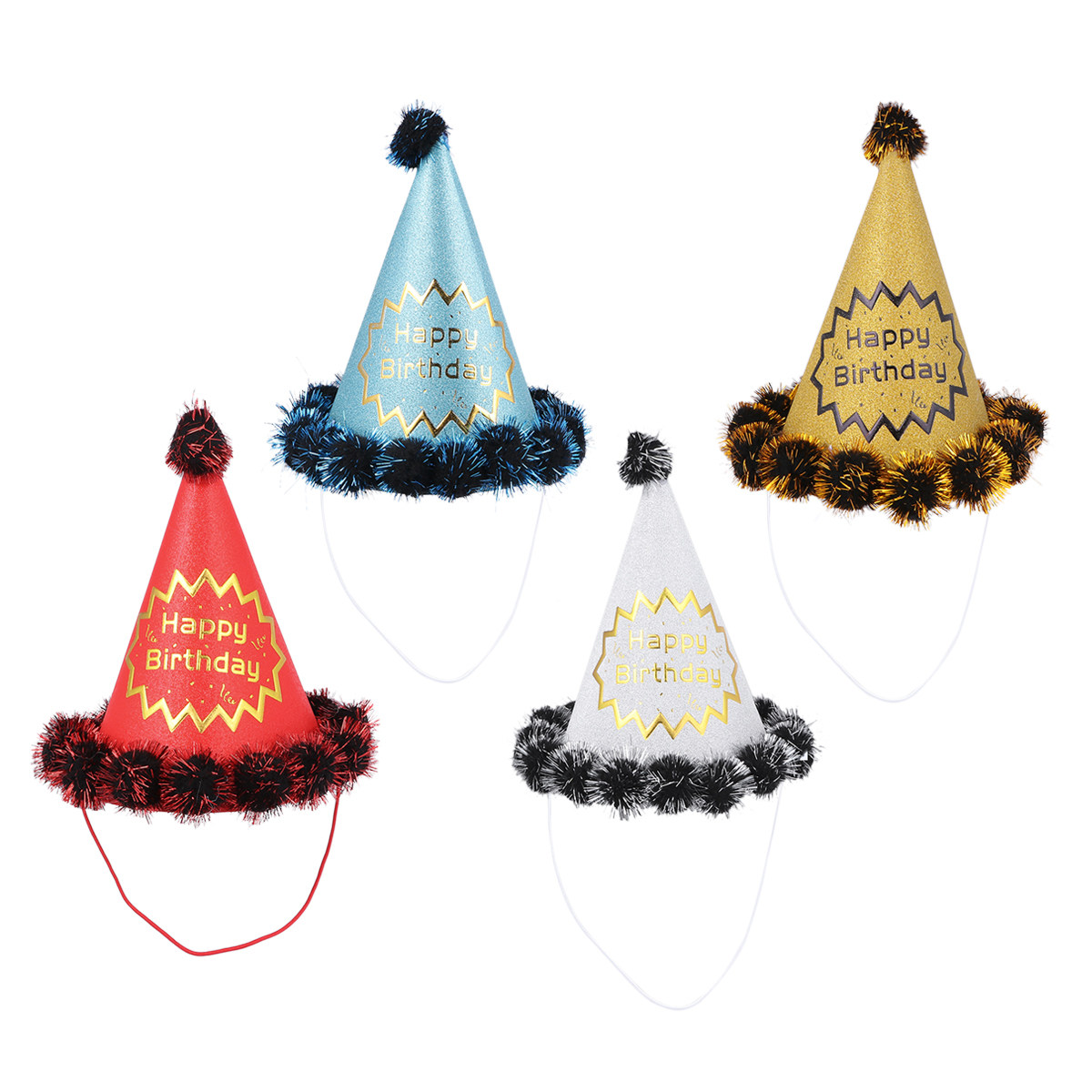 หมวกวันเกิดแบบกลิตเตอร์ 4 ชิ้น - Party Hat Cone บทวิจารณ์และราคา