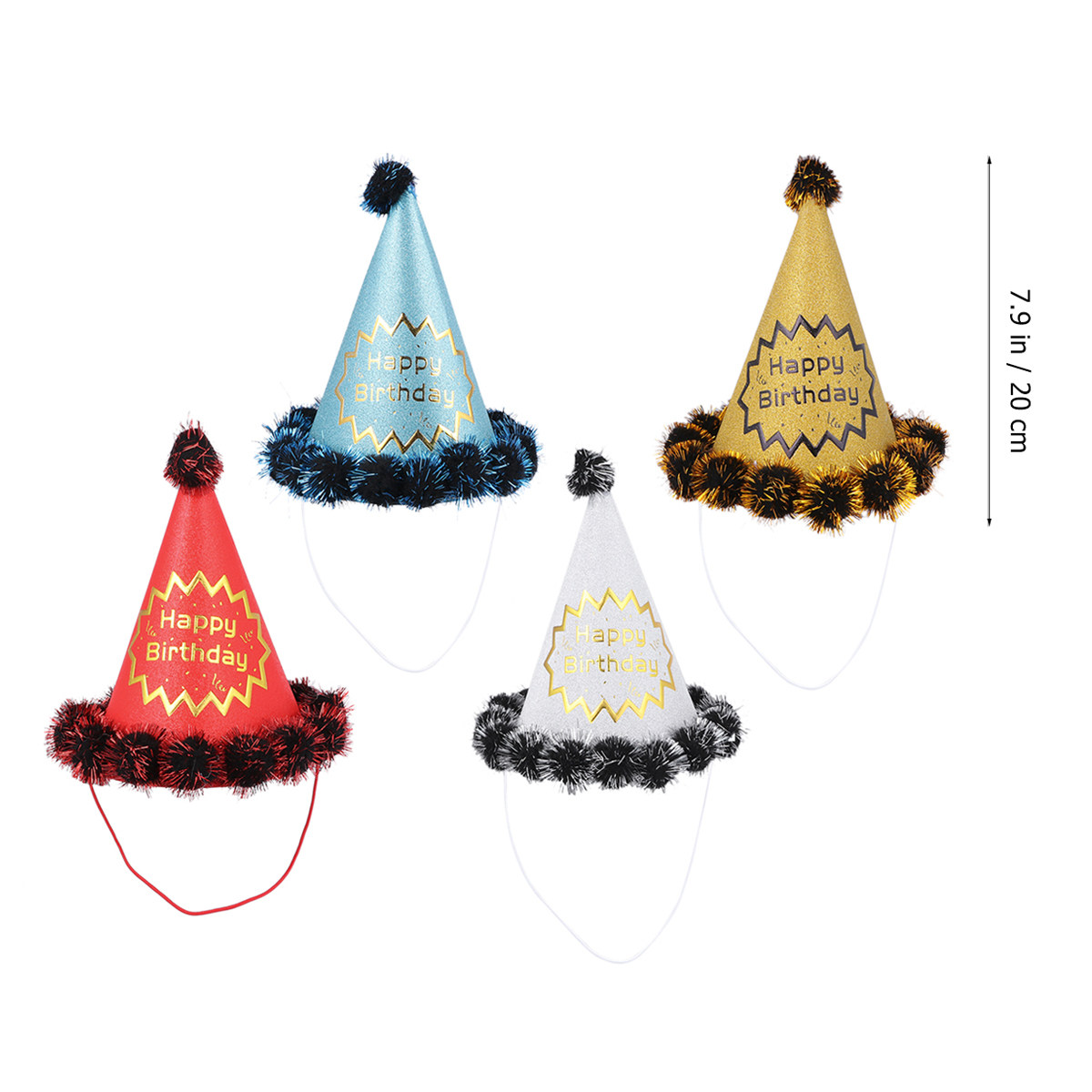 หมวกวันเกิดแบบกลิตเตอร์ 4 ชิ้น - Party Hat Cone บทวิจารณ์และราคา