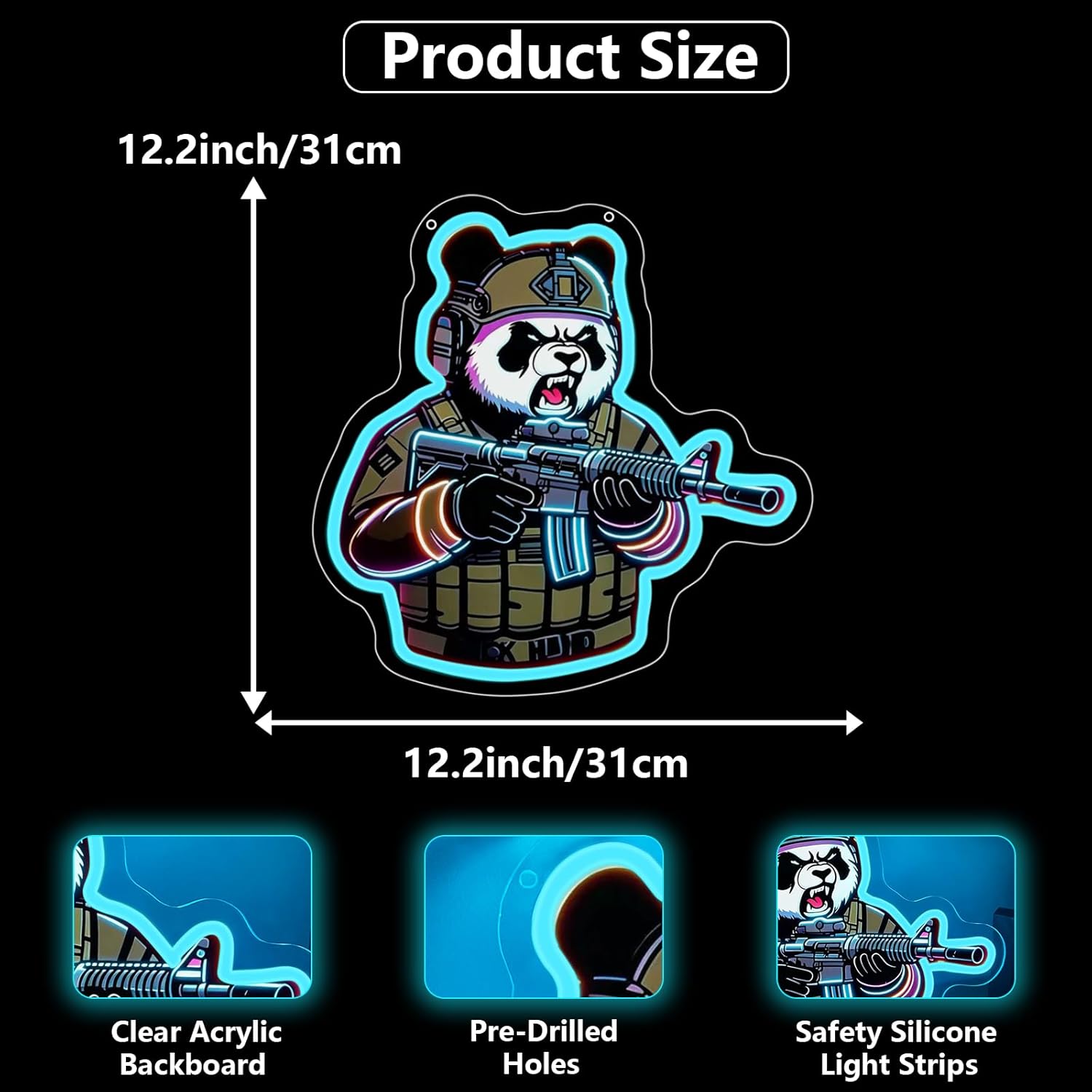 ป้ายไฟนีออนรูปแพนด้าแบบยุทธวิธ - Neon Sign Party บทวิจารณ์และราคา